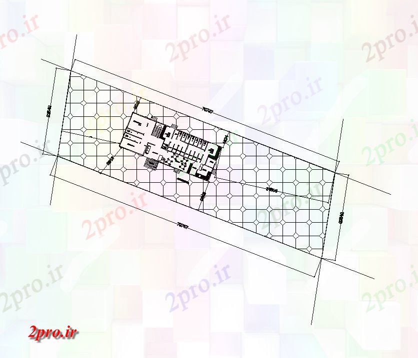 دانلود نقشه ساختمان اداری - تجاری - صنعتی طرحی سایت از طرحی دفتر 76x24m    (کد50908)