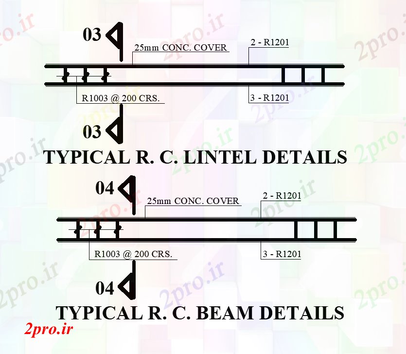 دانلود نقشه مسکونی  ، ویلایی ، آپارتمان  جزئیات RC سردر معمولی برای طرحی خانه 9x10m   (کد50940)