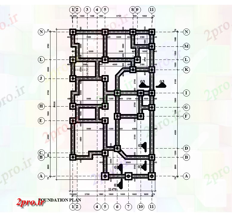 دانلود نقشه مسکونی  ، ویلایی ، آپارتمان  طرحی بنیاد 11x20m طرحی خانه های مسکونی   (کد50942)