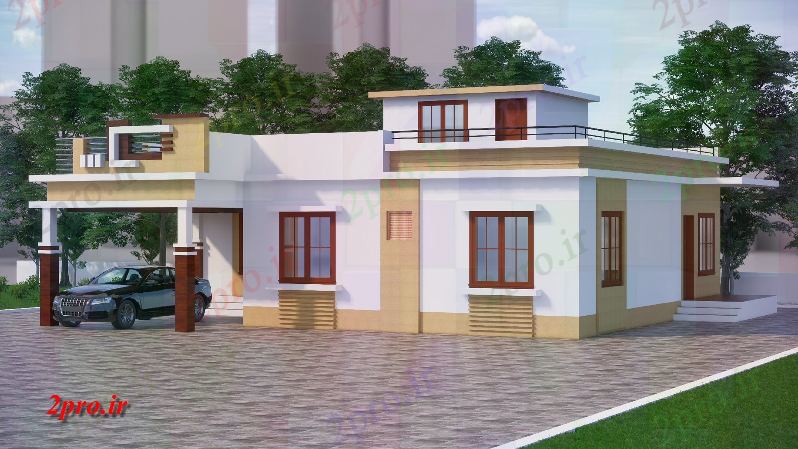 دانلود نقشه مسکونی  ، ویلایی ، آپارتمان  طراحی ویلایی تریدی Revit و نما طراحی ساده  حالا به صورت  (کد50944)