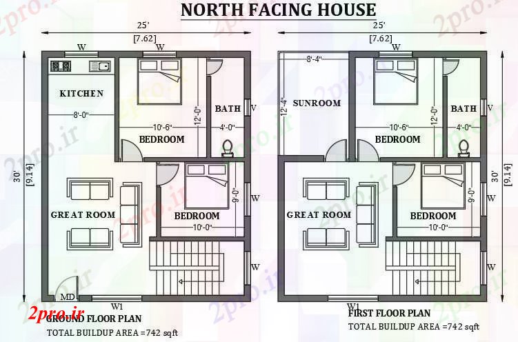 دانلود نقشه مسکونی  ، ویلایی ، آپارتمان  x30، شمالی خانه طراحی به عنوان در هر Vastu Shastra هستند  طراحی     دو بعدی  خودرو    (کد50947)