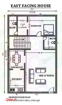 دانلود نقشه مسکونی  ، ویلایی ، آپارتمان  x41     شرق مواجه خانه طراحی به عنوان در هر Vastu Shastra هستند   دو بعدی  خودرو    طراحی    (کد50950)