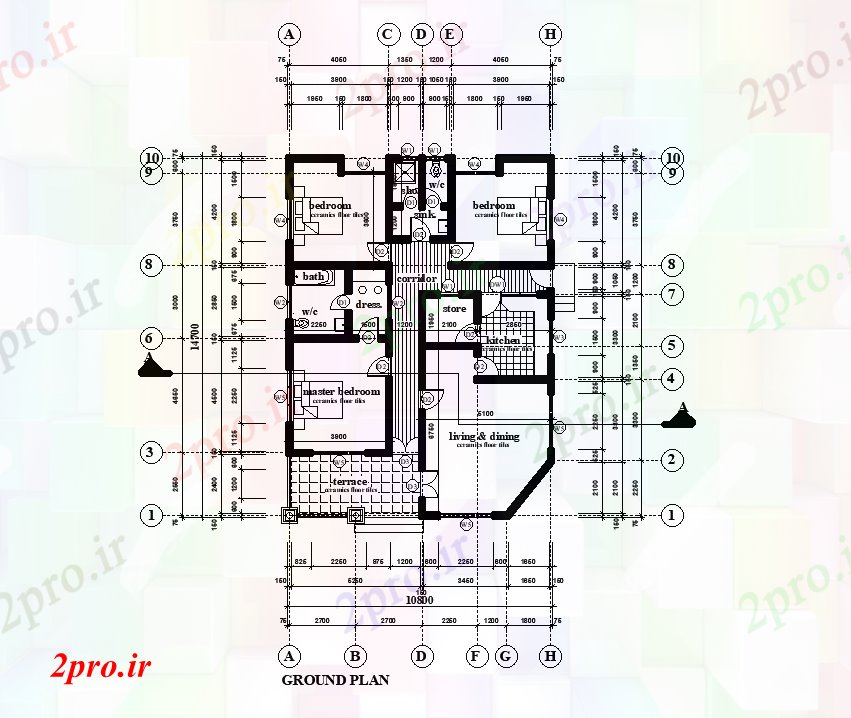 دانلود نقشه مسکونی  ، ویلایی ، آپارتمان  طرحی خانه 10x15m   (کد50969)