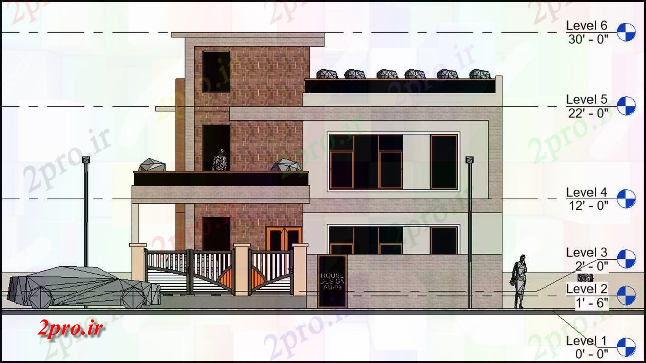 دانلود نقشه مسکونی  ، ویلایی ، آپارتمان  G + 1 تریدی خانه مقابل ، قسمت های  Revit و جا آورده    این  طراحی Revit و در  com  (کد51018)