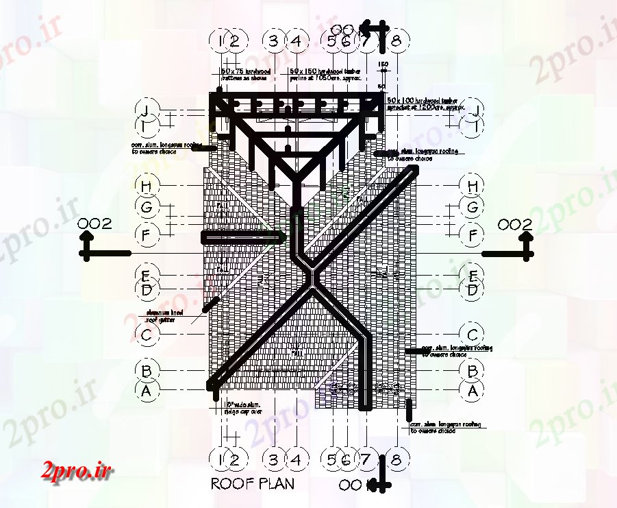 دانلود نقشه مسکونی  ، ویلایی ، آپارتمان  طرحی سقف طرحی خانه 10x15m   (کد51020)