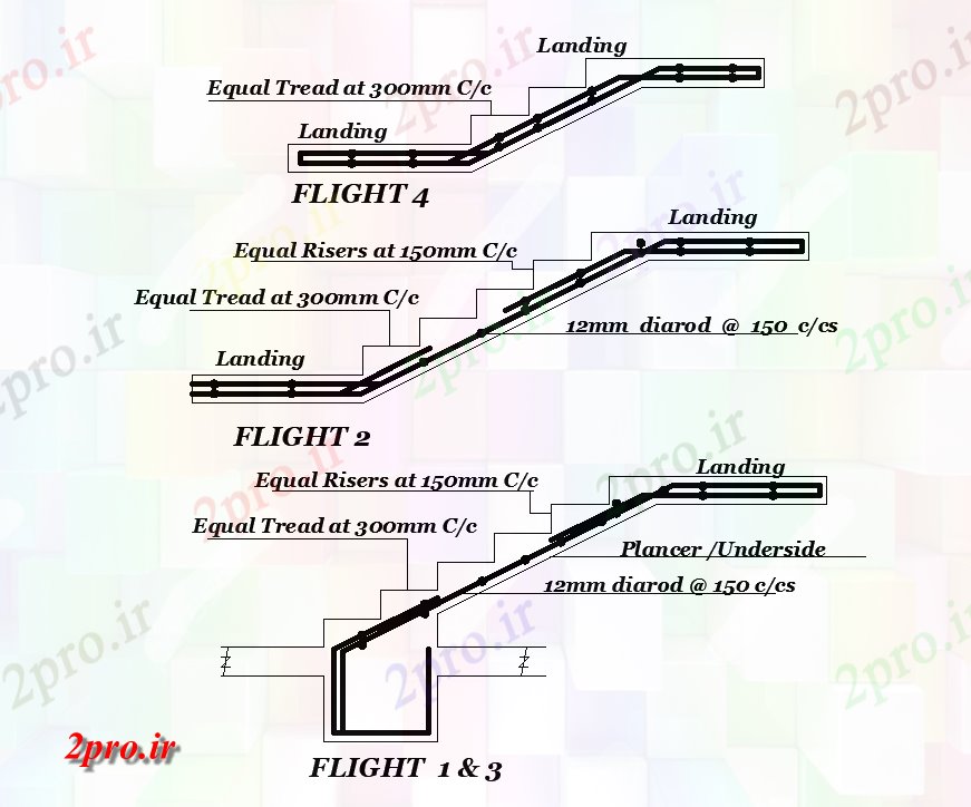 دانلود نقشه جزئیات پله و راه پله   طرحی پرواز راه پله  اتوکد  (کد51029)