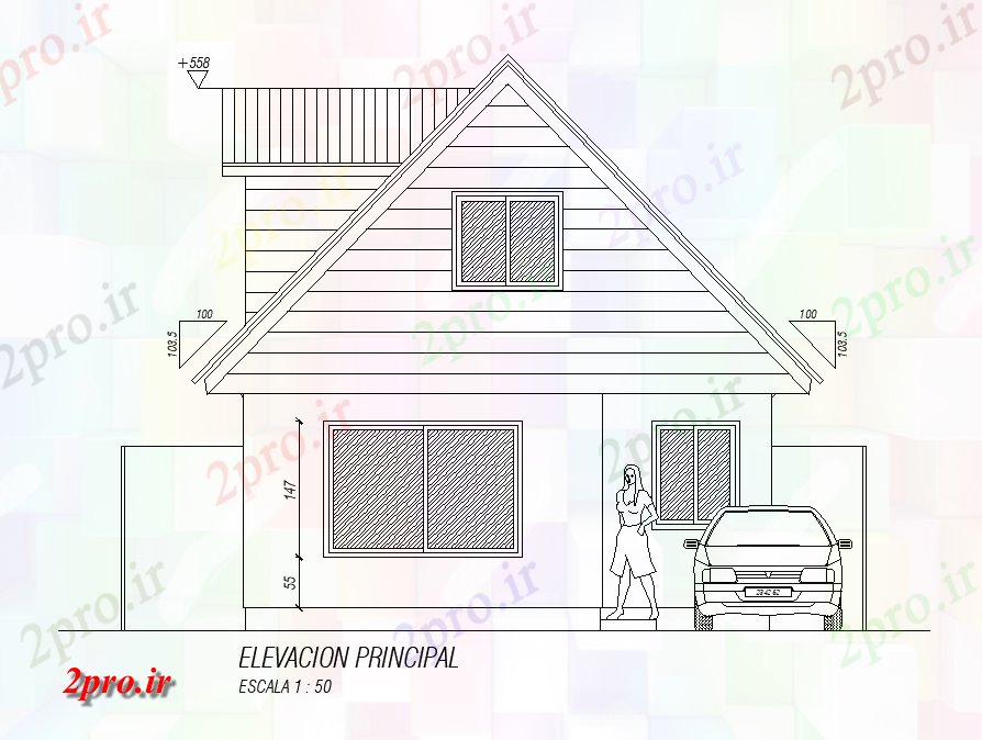 دانلود نقشه مسکونی  ، ویلایی ، آپارتمان  نما 6x9m طرحی خانه معماری جبهه   (کد51036)