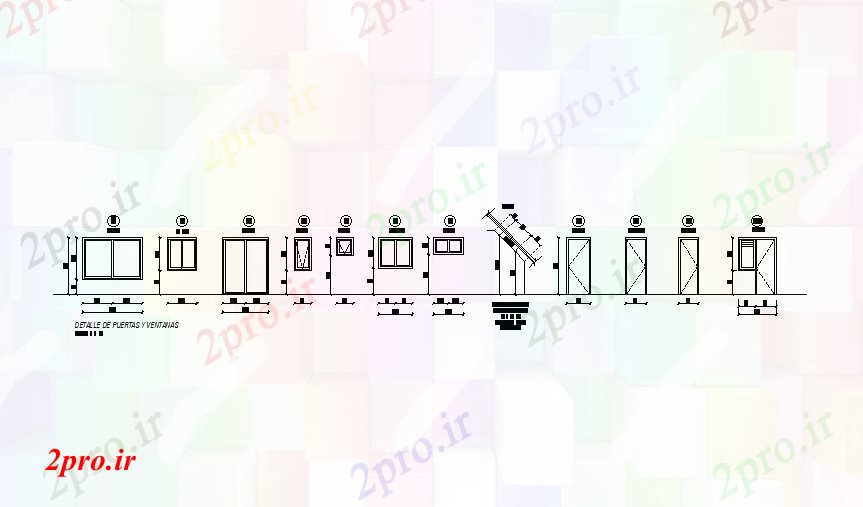 دانلود نقشه جزئیات طراحی در و پنجره  طرحی خانه 6x9m از درب و پنجره جزئیات   (کد51038)