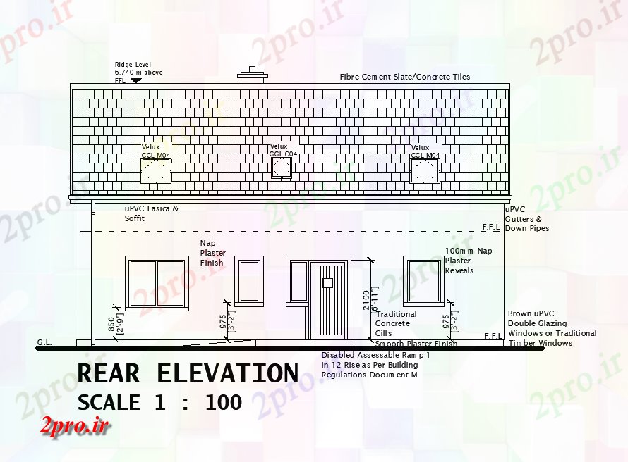 دانلود نقشه مسکونی  ، ویلایی ، آپارتمان  نما عقب سمت طرحی خانه 11x8m  اتوکد  (کد51039)