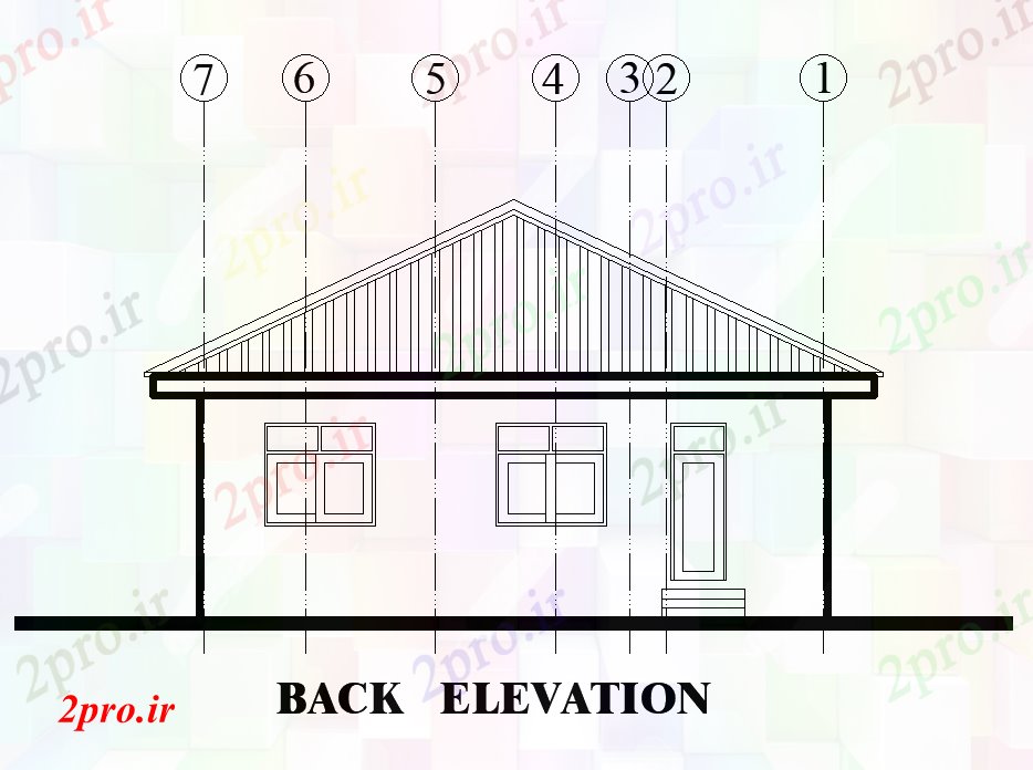 دانلود نقشه مسکونی  ، ویلایی ، آپارتمان  نما پشت طرحی خانه 34'x44   اتوکد  رسم   های دو بعدی  اتوکد (کد51063)