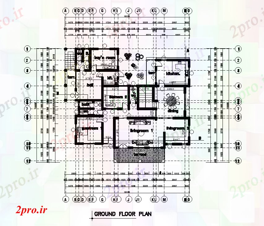 دانلود نقشه مسکونی  ، ویلایی ، آپارتمان  طرحی خانه 18x17m  اتوکد  (کد51067)