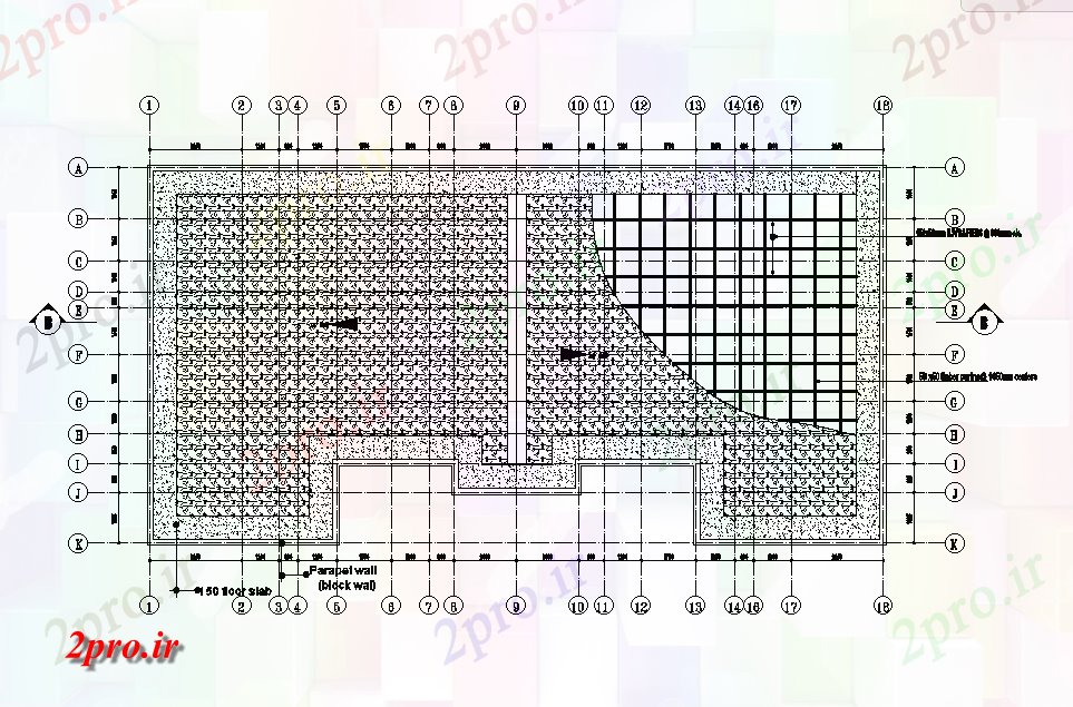 دانلود نقشه مسکونی  ، ویلایی ، آپارتمان  طرحی سقف طرحی خانه دوقلو 23x13m   (کد51070)