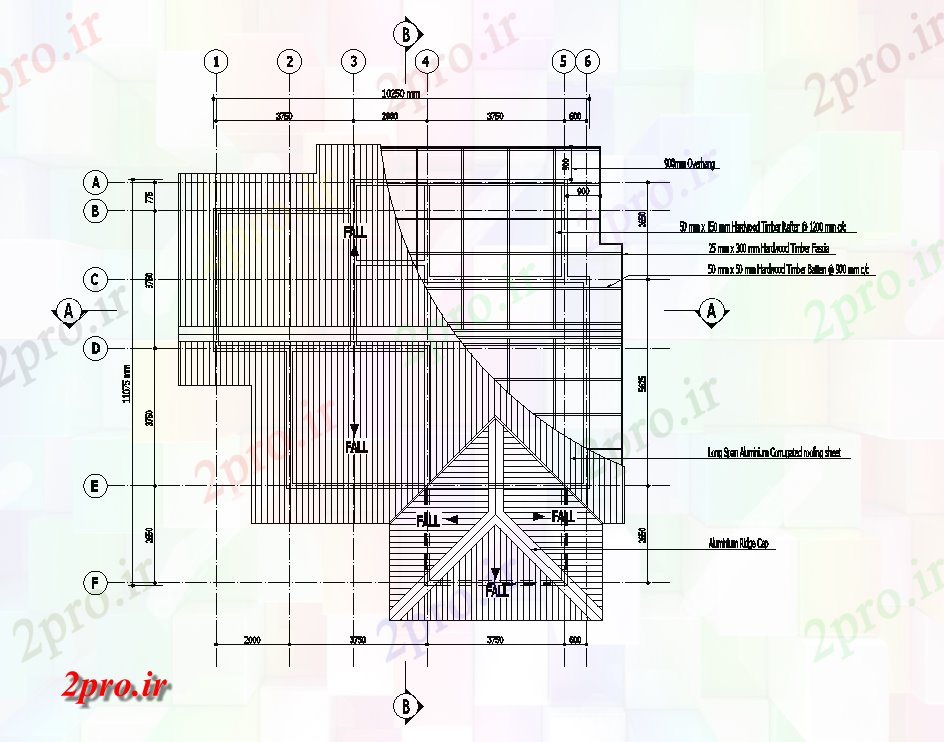 دانلود نقشه مسکونی  ، ویلایی ، آپارتمان  طرحی سقف طرحی خانه 11x11m   (کد51099)