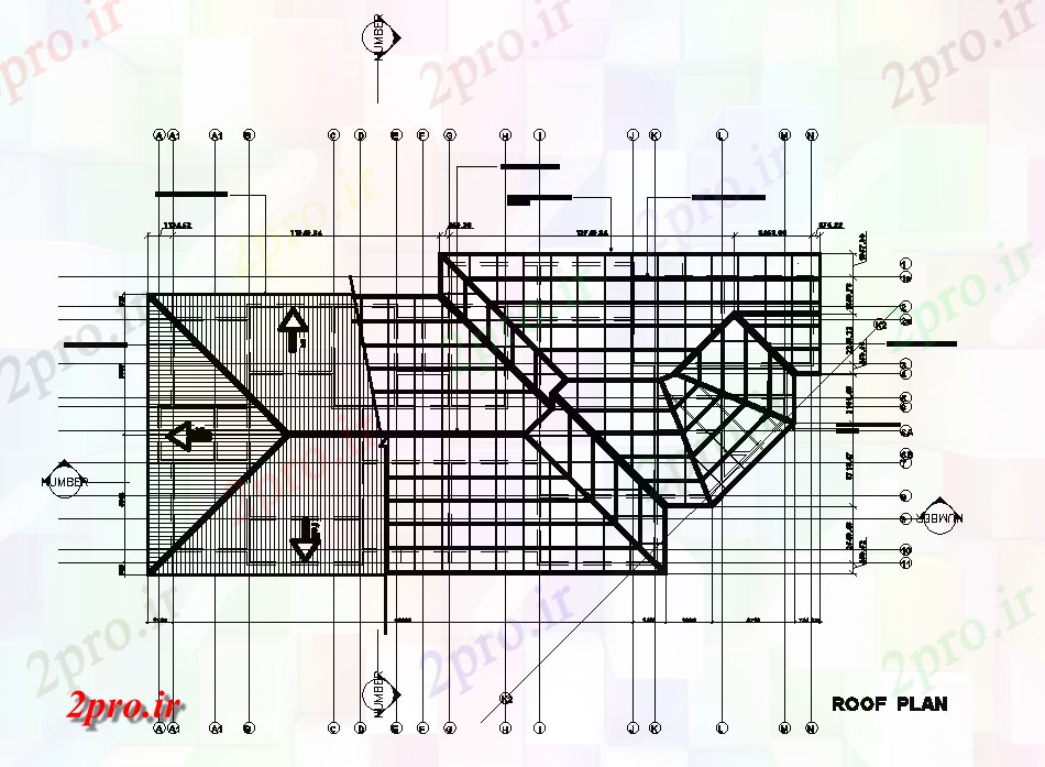 دانلود نقشه مسکونی  ، ویلایی ، آپارتمان  طرحی سقف طرحی خانه 30x14m   (کد51100)