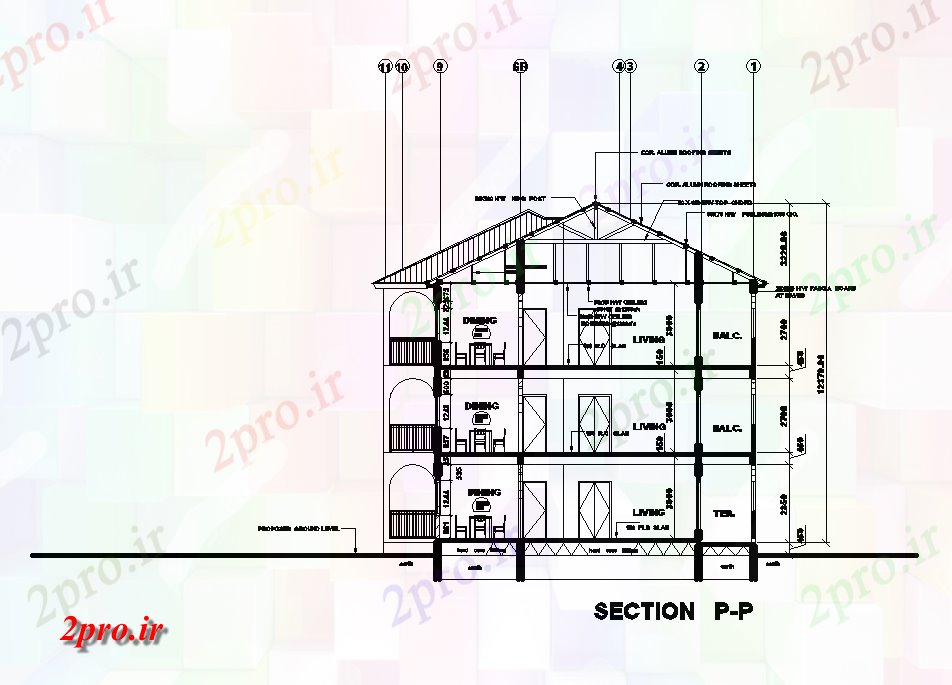 دانلود نقشه مسکونی  ، ویلایی ، آپارتمان  سمت چپ  بخش از طرحی خانه 30x14m   (کد51101)