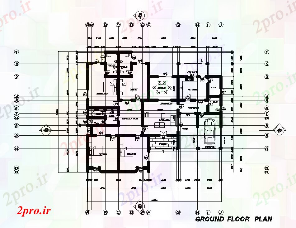 دانلود نقشه مسکونی  ، ویلایی ، آپارتمان  طرحی خانه 20x19m   (کد51103)