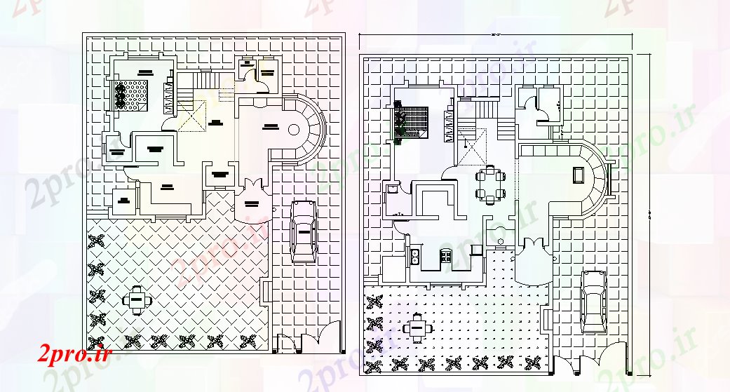 دانلود نقشه مسکونی  ، ویلایی ، آپارتمان  طرحی خانه 52'x61    (کد51114)