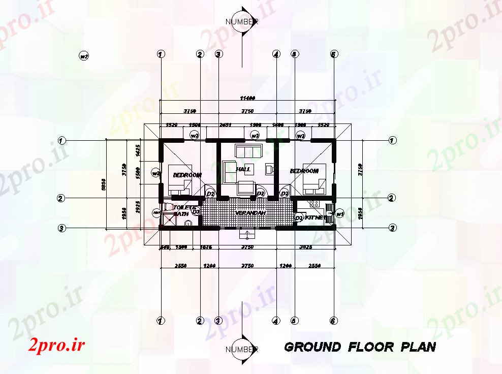 دانلود نقشه مسکونی  ، ویلایی ، آپارتمان  طرحی خانه 11x6m   (کد51119)