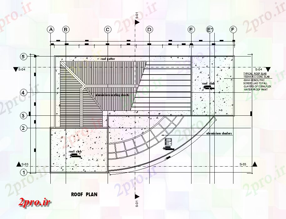 دانلود نقشه ساختمان اداری - تجاری - صنعتی طرحی سقف از طرحی دفتر 24x17m   draiwing اتوکد     (کد51133)