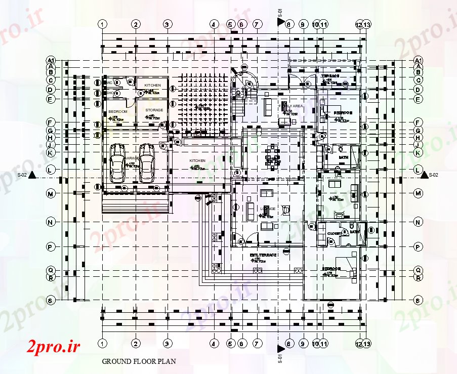 دانلود نقشه مسکونی  ، ویلایی ، آپارتمان  طرحی خانه 26x23m   (کد51135)