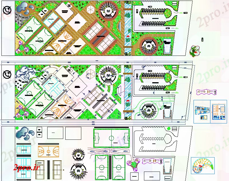 دانلود نقشه ورزشگاه ، سالن ورزش ، باشگاه طرحی مرکز ورزشی 70 در 208 متر (کد51288)
