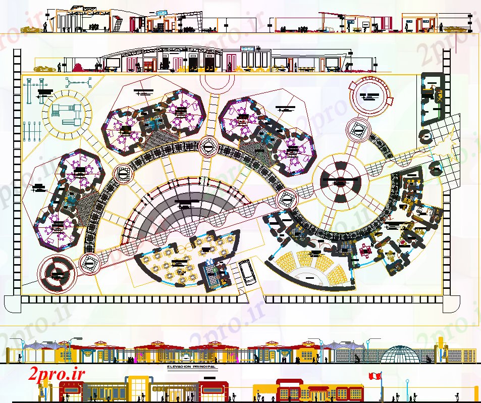 دانلود نقشه تئاتر چند منظوره - سینما - سالن کنفرانس - سالن همایشمرکز آموزش هنری 10 در 35 متر (کد51296)
