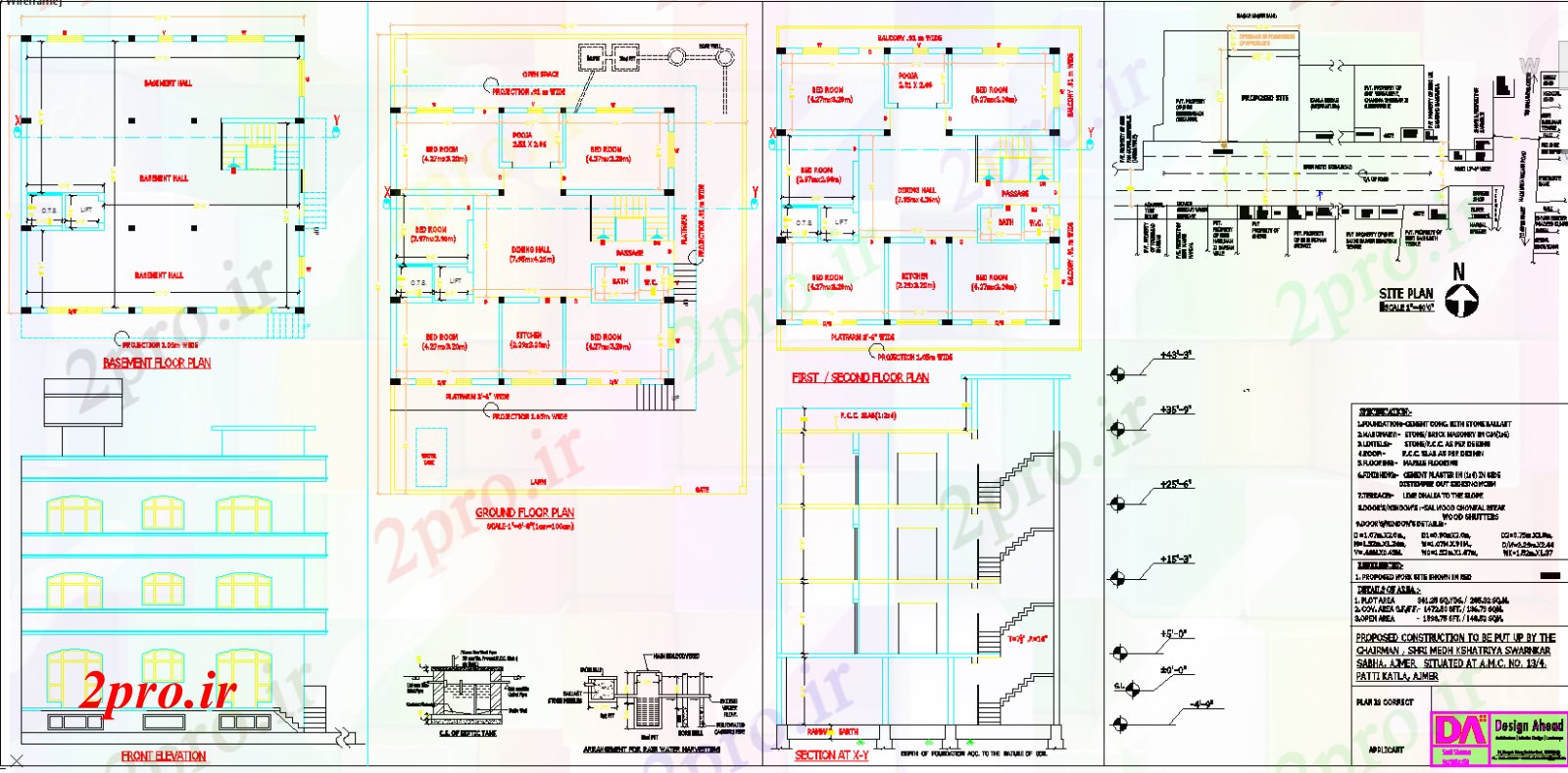 دانلود نقشه مسکونی ، ویلایی ، آپارتمان ارسالی طراحی برای NAGAR Nigam به 11 در 11 متر (کد51342)