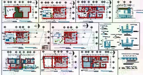 دانلود نقشه مسکونی ، ویلایی ، آپارتمان خانه بزرگ خانواده 7 در 15 متر (کد51393)