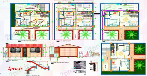 دانلود نقشه مسکونی ، ویلایی ، آپارتمان خانه تنها 5 در 9 متر (کد51395)