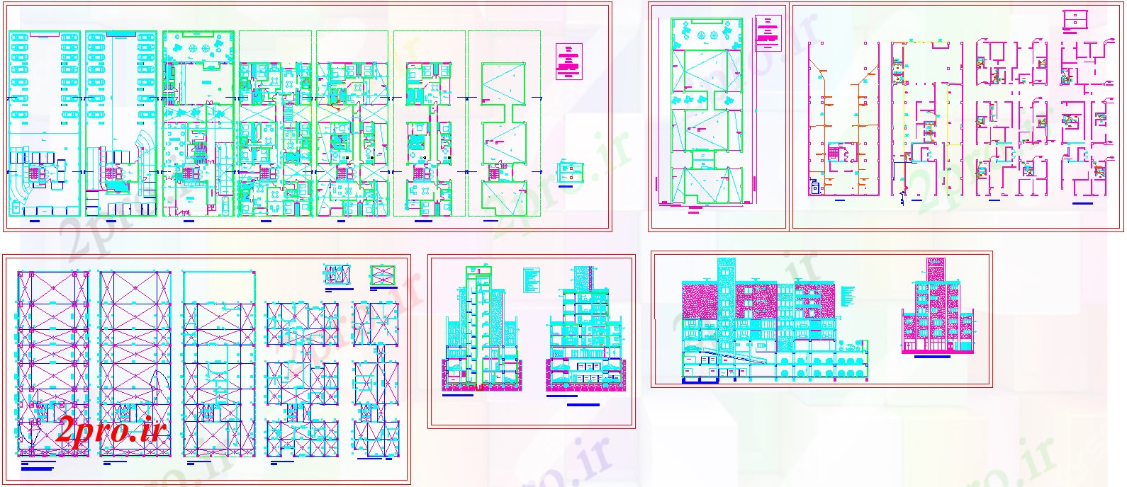 دانلود نقشه مسکونی  ، ویلایی ، آپارتمان  floors و دو آپارتمان   زیرزمین پارکینگ (کد51496)