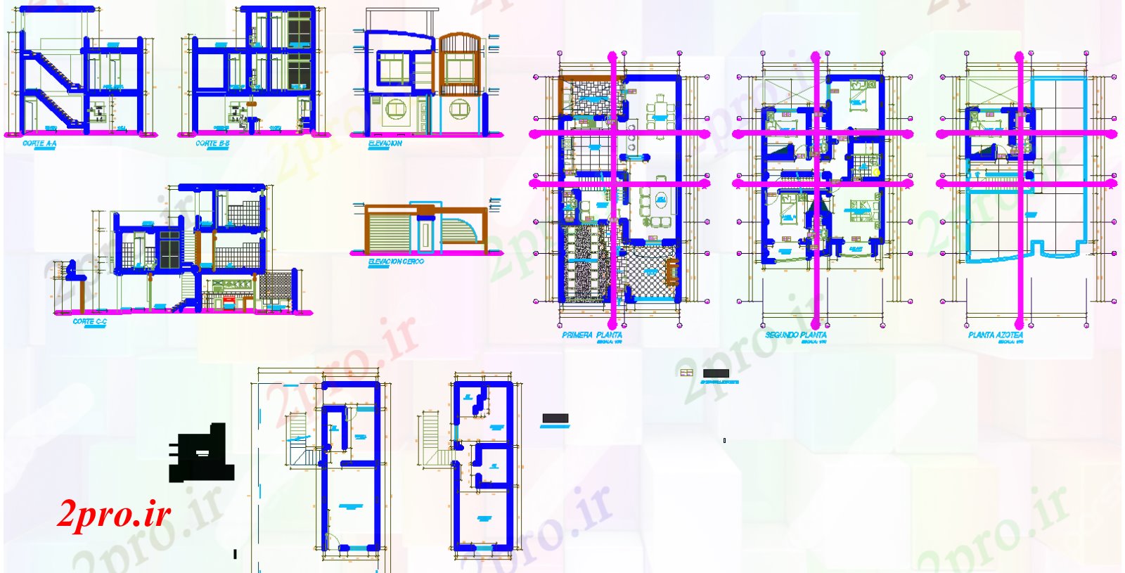 دانلود نقشه مسکونی ، ویلایی ، آپارتمان تمدید خانواده خانه 8 در 15 متر (کد51504)