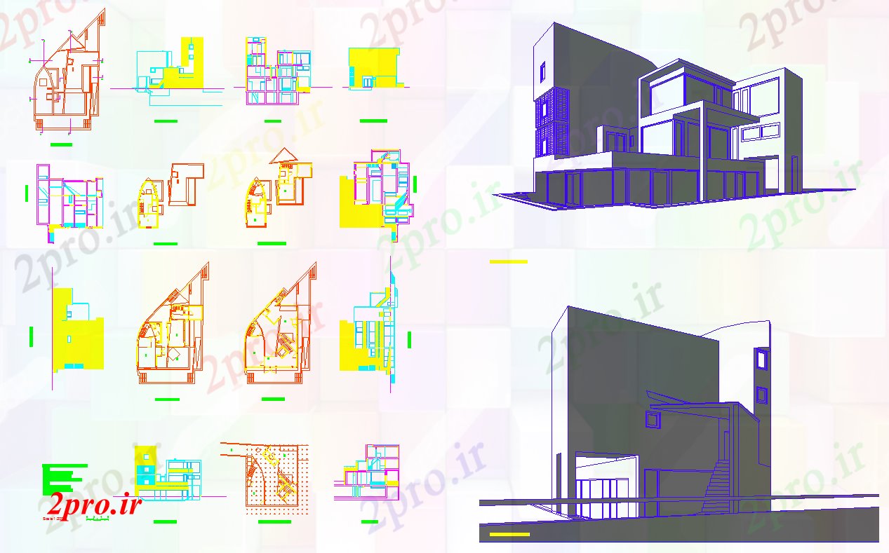 دانلود نقشه معماری معروف لاهه آلوارو سیزا (کد51544)