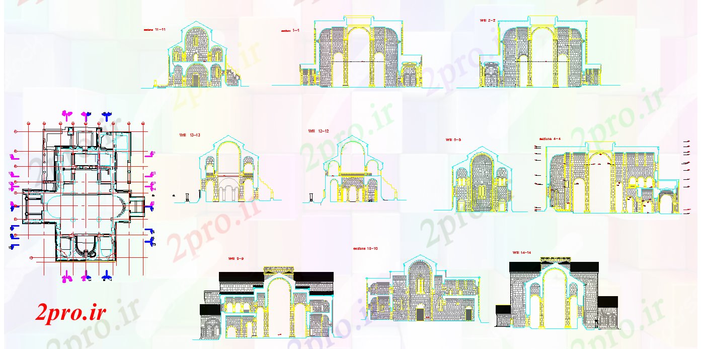 دانلود نقشه کلیسا - معبد - مکان مذهبی Bagrati کلیسای جامع (کد51545)