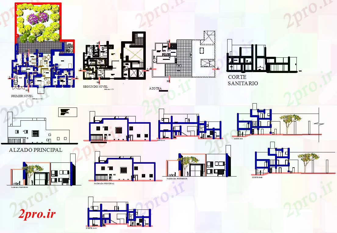 دانلود نقشه معماری معروف خانه لوئیس باراگان (کد51548)