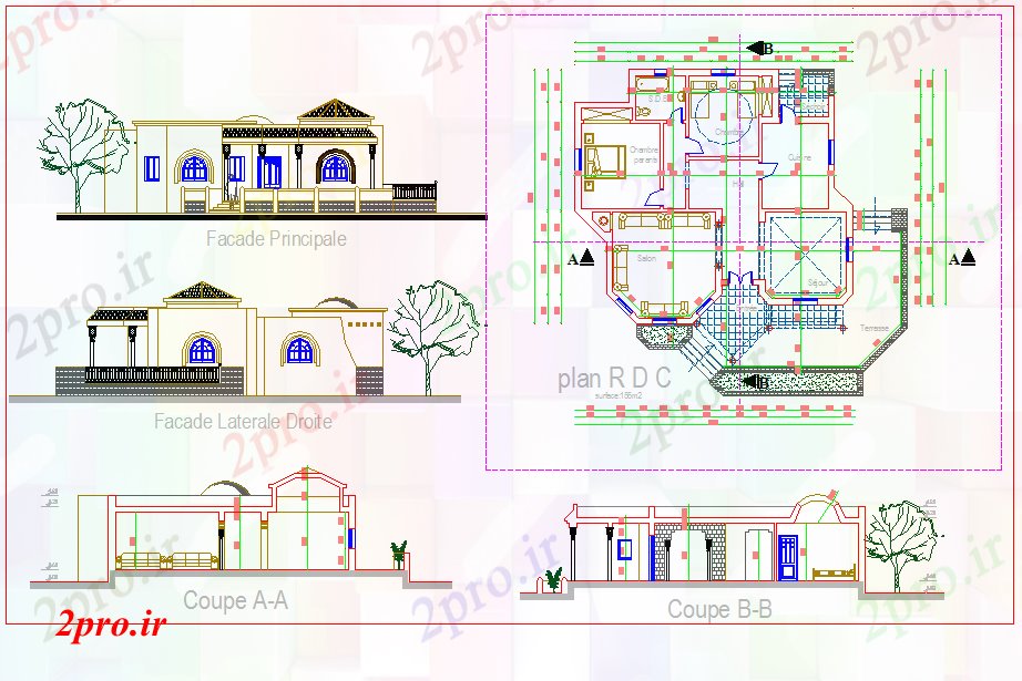 دانلود نقشه خانه های کوچک ، نگهبانی ، سازمانی - BHK زمین ویلایی 12 در 14 متر (کد51585)