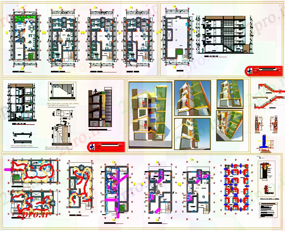 دانلود نقشه مسکونی ، ویلایی ، آپارتمان طرحی 4 سطح خانه 7 در 14 متر (کد51586)