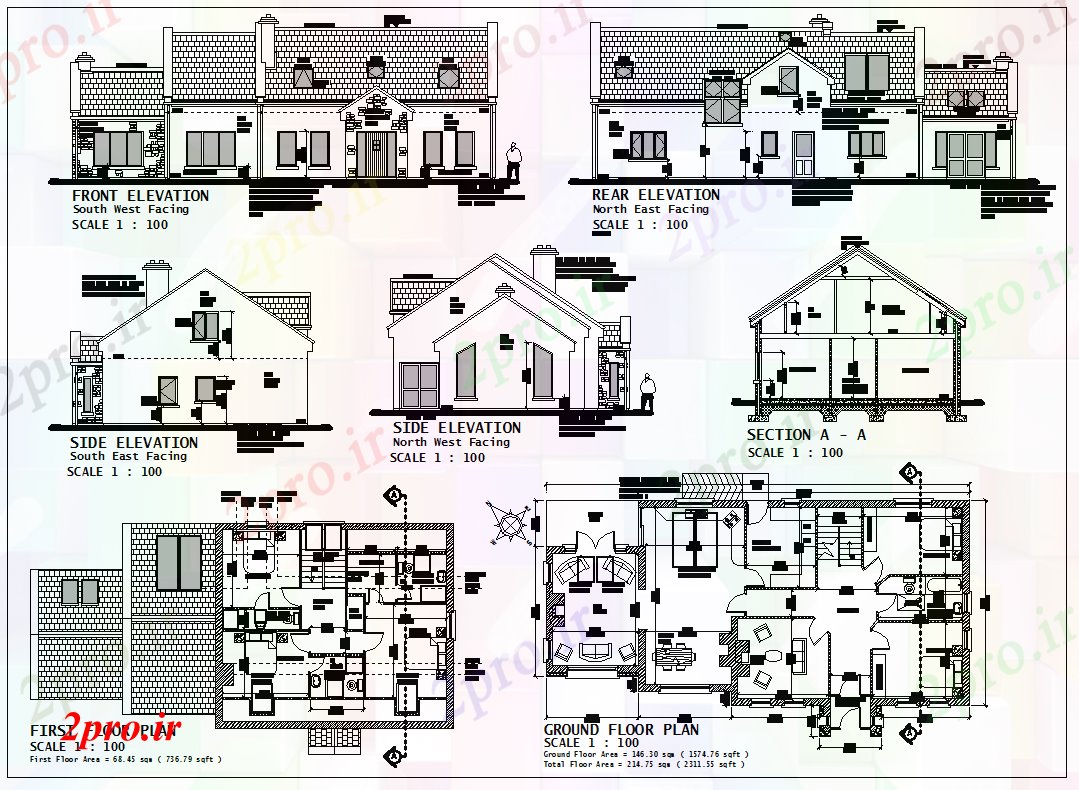 دانلود نقشه مسکونی ، ویلایی ، آپارتمان پیشنهاد طرحی خانه 9 در 19 متر (کد51623)