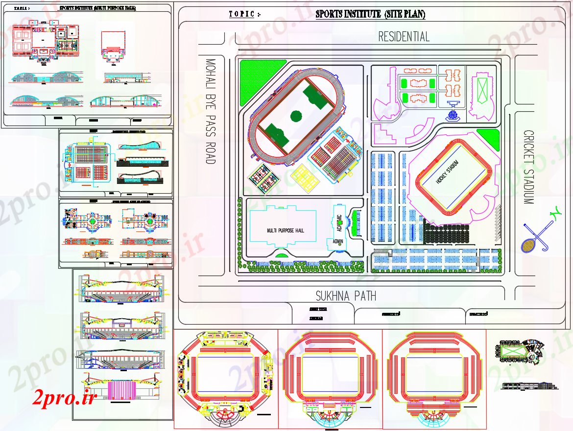 دانلود نقشه ورزشگاه ، سالن ورزش ، باشگاه مولتی پلکس ورزشی 30 در 72 متر (کد51639)