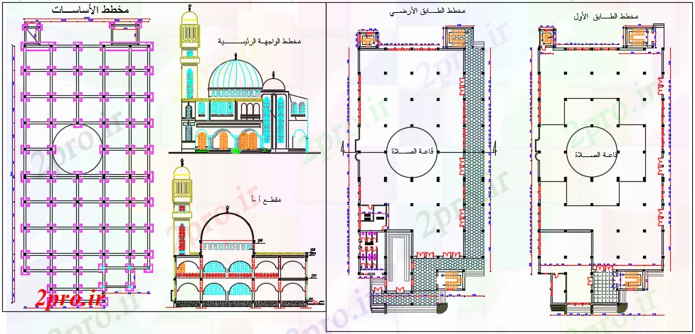 دانلود نقشه کلیسا - معبد - مکان مذهبی  های اتوکد مسجد (کد51673)