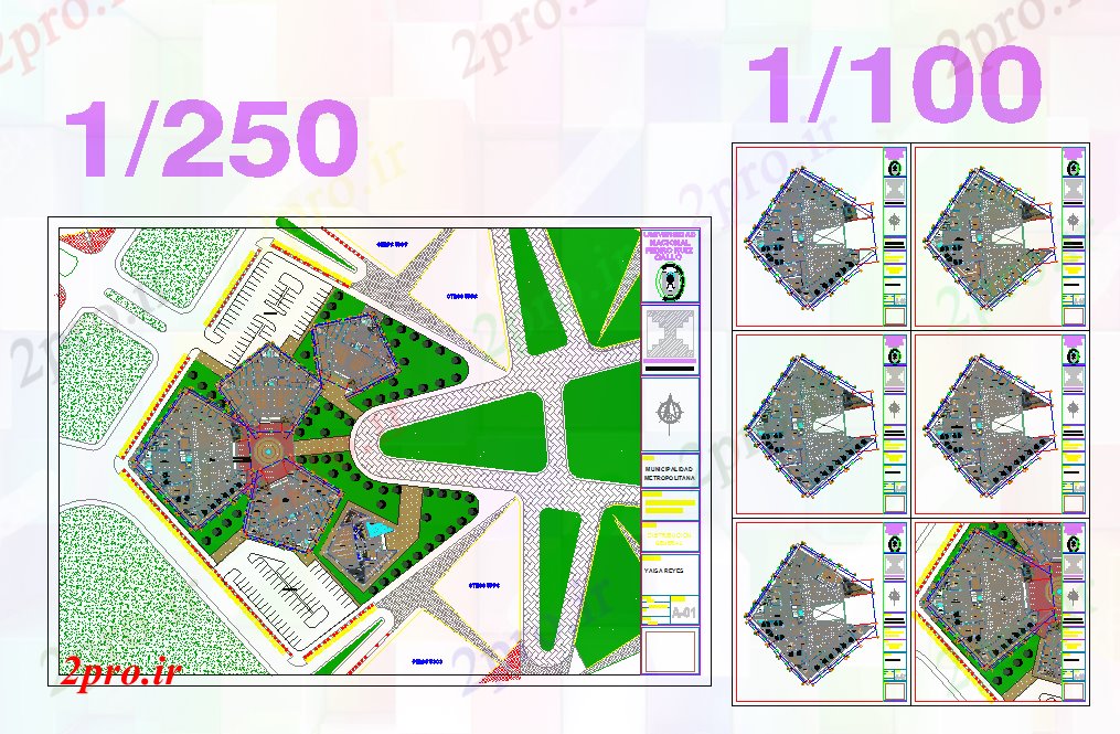 دانلود نقشه ساختمان دولتی ، سازمانی طراحی دفتر Muncipal 54 در 58 متر (کد51697)