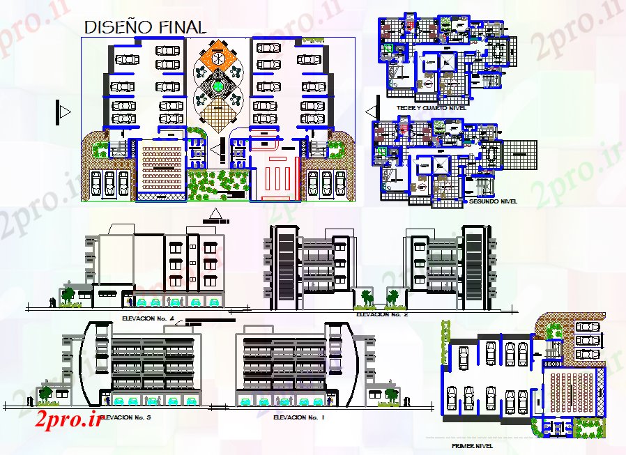 دانلود نقشه ساختمان مرتفعپروژه طراحی تخت 30 در 50 متر (کد51700)