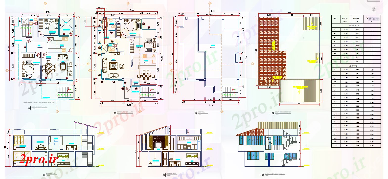 دانلود نقشه مسکونی ، ویلایی ، آپارتمان طراحی جزئیات خانه 9 در 13 متر (کد51706)