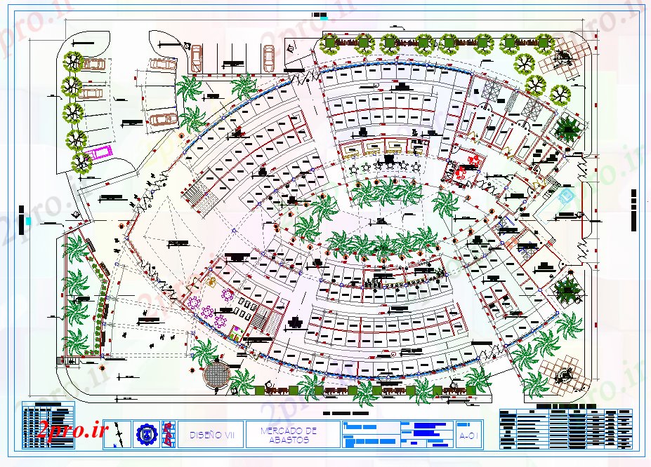 دانلود نقشه هایپر مارکت - مرکز خرید - فروشگاه پروژه comlex 52 در 76 متر (کد51727)