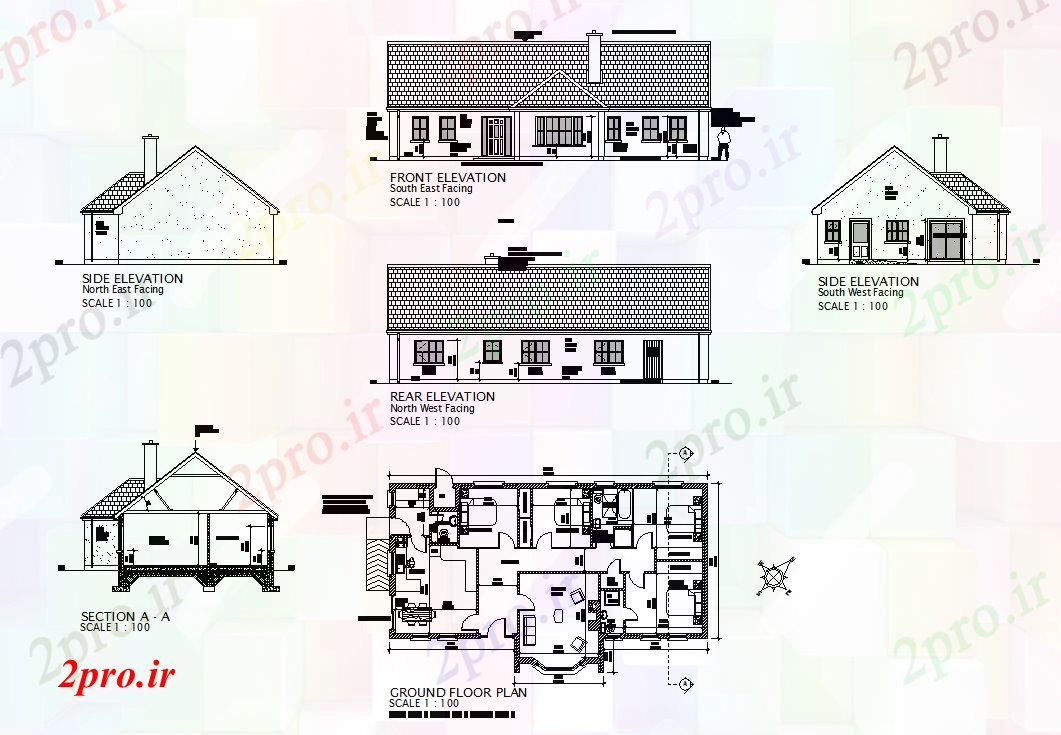 دانلود نقشه مسکونی ، ویلایی ، آپارتمان سقف جزئیات طراحی خانه 8 در 16 متر (کد51730)