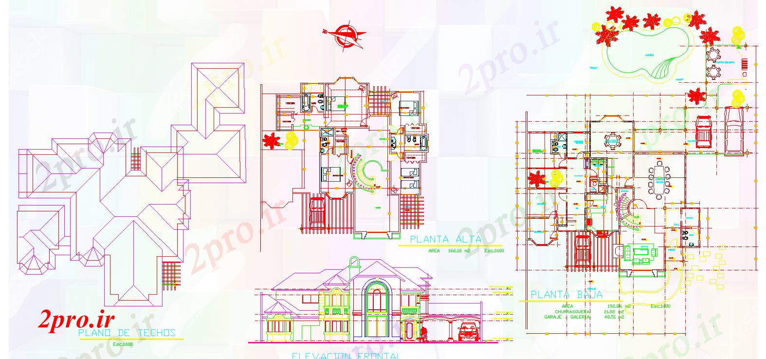 دانلود نقشه مسکونی ، ویلایی ، آپارتمان خانه 15 در 16 متر (کد51745)