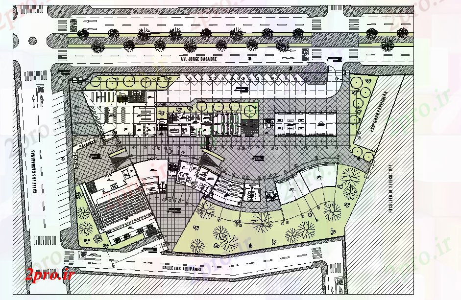 دانلود نقشه دانشگاه ، آموزشکده ، موسسه - ساختمان کلاژ 360 در 410 متر (کد51780)