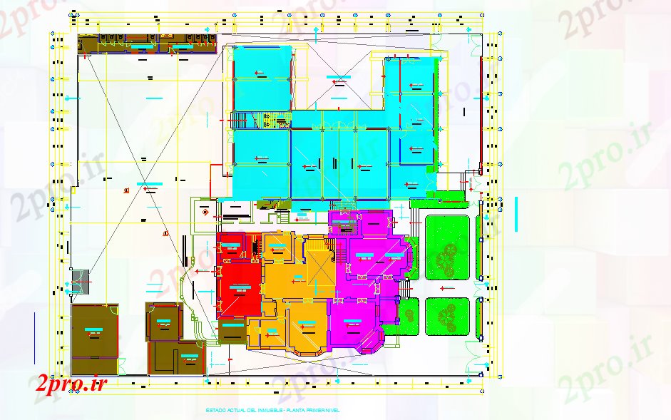 دانلود نقشه دانشگاه ، آموزشکده ، مدرسه ، هنرستان ، خوابگاه - مدرسه پروژه جزئیات طراحی 44 در 53 متر (کد51783)