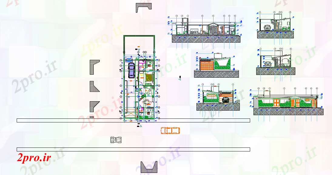 دانلود نقشه مسکونی ، ویلایی ، آپارتمان طراحی خانه مدرن 8 در 16 متر (کد51798)