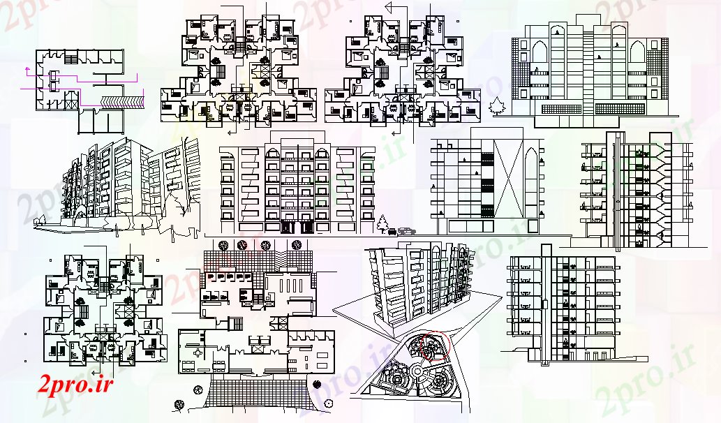 دانلود نقشه مسکونی  ، ویلایی ، آپارتمان  آپارتمان طراحی ساختمان (کد51803)