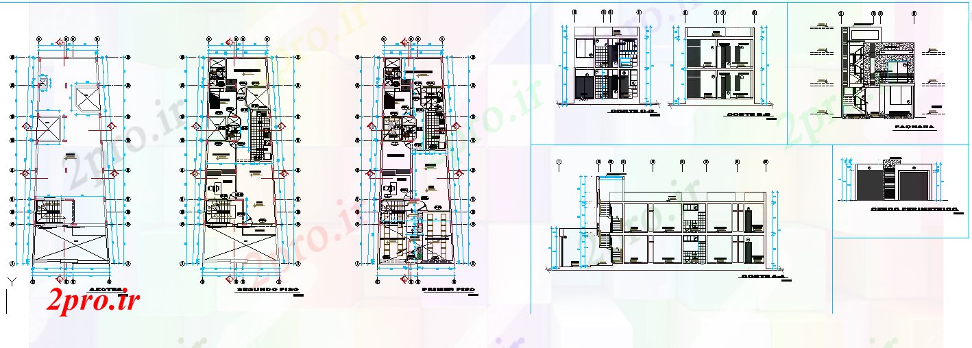 دانلود نقشه مسکونی ، ویلایی ، آپارتمان نوع دوبلکس صفحه اصلی 7 در 20 متر (کد51824)